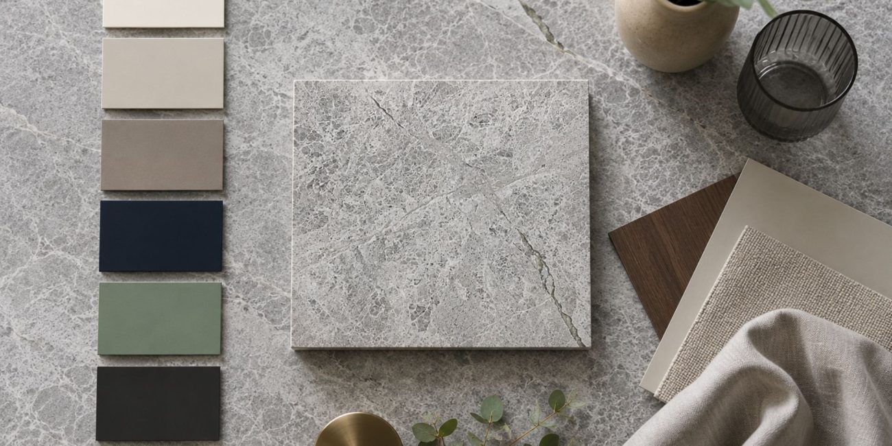 what colour goes with grey marble