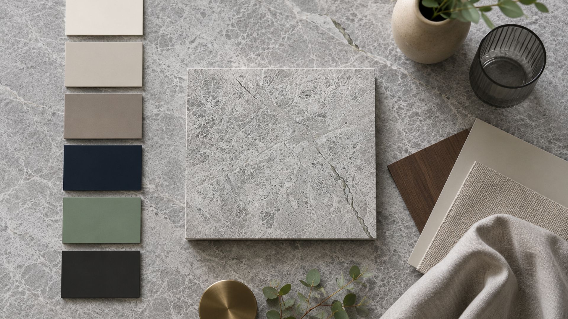 what colour goes with grey marble